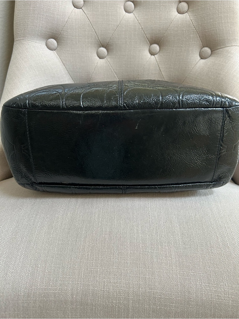 Coach Black Patent Signature Embossed Shoulder Bag - Picture 11 of 11